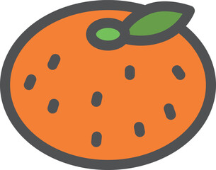 カラーシンプル果物の単品アイコン　みかん