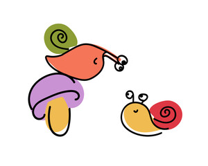Set of snails and mushroom