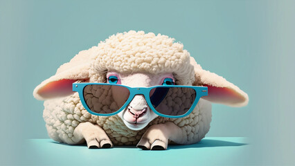 Sheep lamb in sunglass shade glasses 