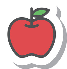 ステッカー風シンプル果物の単品アイコン　りんご