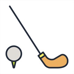 Golf stick and ball cartoon vector illustration. Vector cartoon Illustration suitable for poster, brochure, web, mascot, sticker, logo and icon.