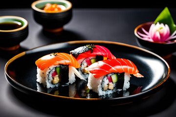 sushi on a plate. Generative AI