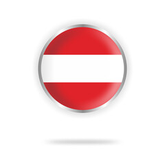 Austrian flag circle design with transparent background silver frame