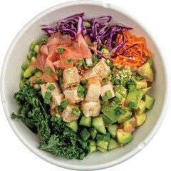 Delicious salad bowl brimming with fresh veggies, topped with a nutritious and flavorful sauce. A wholesome and delightful choice for your health-conscious cravings