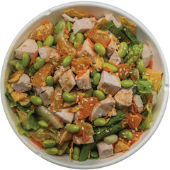 Delicious salad bowl brimming with fresh veggies, topped with a nutritious and flavorful sauce. A wholesome and delightful choice for your health-conscious cravings