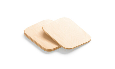Blank rectangle wood plate mockup stack, side view