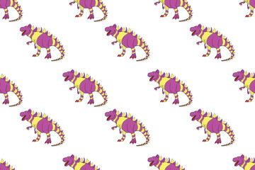 Seamless pattern with interesting doodles on colorfil background. Pano. Raster illustration.