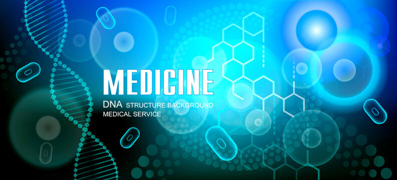 Molecular research DNA background. Molecular structural chain of DNA. Background screensaver for medical staff. Medical service background