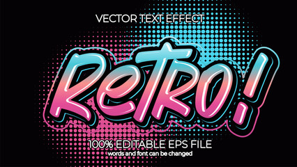 old school Retro editable text effect style, EPS editable text effect