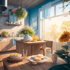 room with flowers