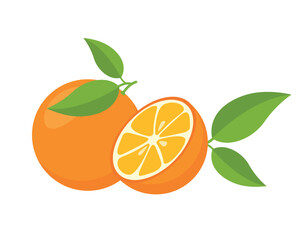 Ripe orange with leaves, eps 10 format