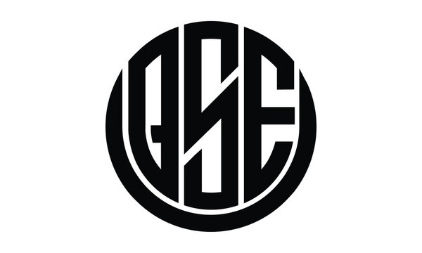 QSE shield in circle logo design vector template. lettermrk, wordmark, monogram symbol on white background.	