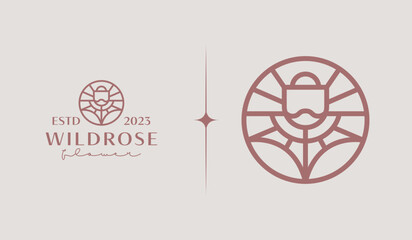 Rose Flower Monoline Logo Template. Universal creative premium symbol. Vector illustration. Creative Minimal design template. Symbol for Corporate Business Identity