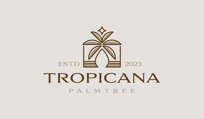 Palm Tree Logo Template. Universal creative premium symbol. Vector illustration. Creative Minimal design template. Symbol for Corporate Business Identity