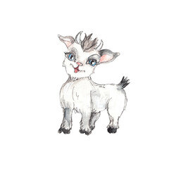 Watercolor Chinese Zodiac baby  animals vintage style clipart icons isolated on white
