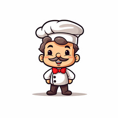 Mascot logo of cute chef white background