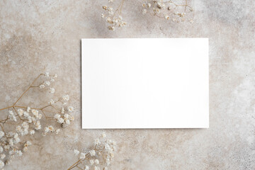 Wedding invitation or save the date card mockup, blank card mock up with copy space for design...