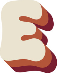 E Letters Retro Wavy Text Alphabet Papercut Font