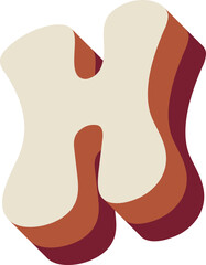 H Letters Retro Wavy Text Alphabet Papercut Font