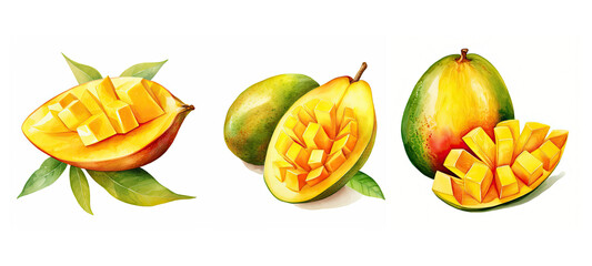sweet mango cut watercolor