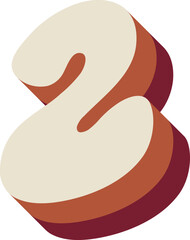 Layer Number 2 Two Retro Wavy Text Papercut