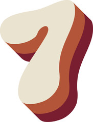 Layer Number 7 Seven Retro Wavy Text Papercut