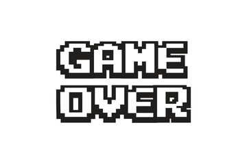 Game Over text on white background.8 bit game.retro game. © Maderla