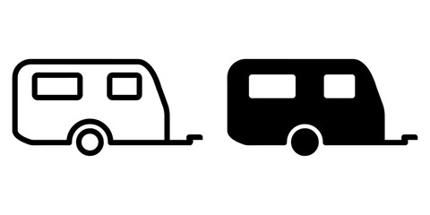 ofvs426 OutlineFilledVectorSign ofvs - caravan vector icon . camper trailer sign . travel concept . isolated transparent . black outline and filled version . AI 10 / EPS 10 / PNG . g11766