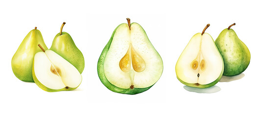 sweet pear slice cut watercolor