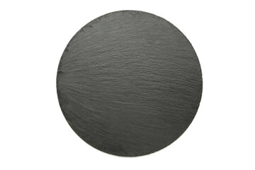 Black slate stone isolated on white background.