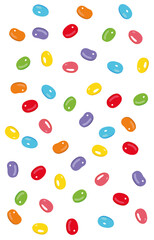 Jelly beans Bonbons Süßigkeiten Vektor Hintergrund. Süßes oder Saures. Geleebonbons für Halloween und Ostern. - 632191410