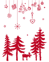 Foto auf Alu-Dibond Elch im Wald mit Ranken. Vektor Dekoration für Weihnachten Advent und im Winter. Weihnachtliche Silhouette, © christine krahl
