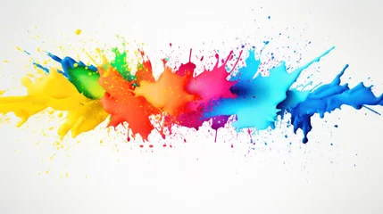 Fotobehang Abstract colorful paint splash isolated on white background, Generative AI © chiew