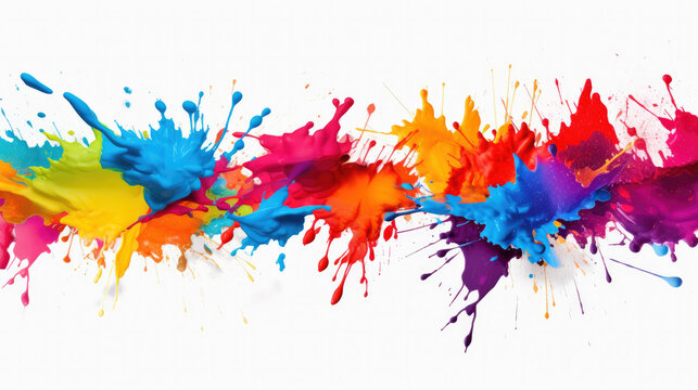 Abstract colorful paint splash isolated on white background, Generative AI