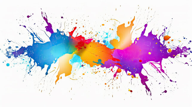 Abstract colorful paint splash isolated on white background, Generative AI.