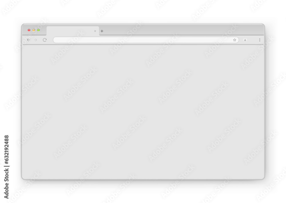 Fototapete The design of the web browser window in light gray on a white background. An empty layout of the website's computer screen with a search bar and buttons. Vector illustration.
