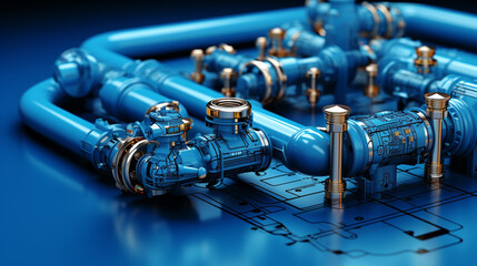 Plumbing pipes and connections. Generative Ai