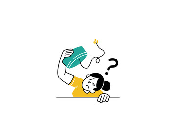 Woman with empty wallet Finance Management Illustration