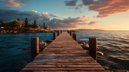 Wooden pier. Generative Ai
