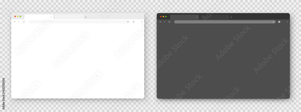 Poster browser windows. a set of realistic empty browser windows in white and gray with a toolbar, a search