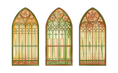 Stained glass Church windows. Gradient color frames.