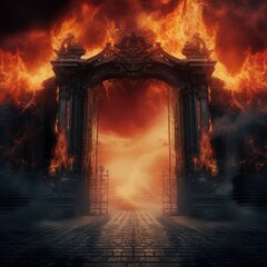 Obraz premium gate of hell, Generative AI