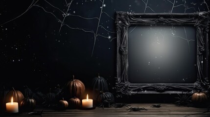 halloween decoration background template illustration. banner, copy space, spooky background.