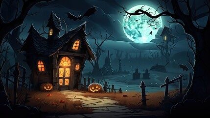 Fototapeta na wymiar halloween decoration background template illustration. banner, copy space, spooky background.