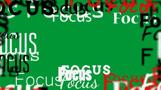 Animated video of tex focus moving forward on green screen