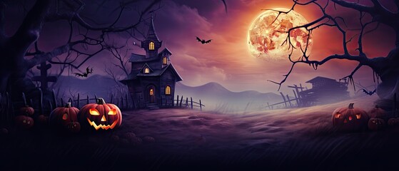 halloween decoration background template illustration. banner, copy space, spooky background.