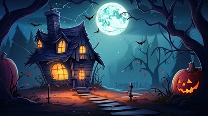 halloween decoration background template illustration. banner, copy space, spooky background.