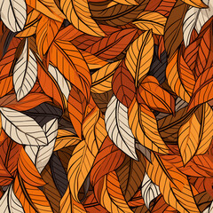 Autumn leaves seamless pattern. GENERATIVE AI 