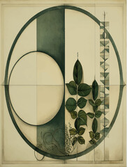 geometric design of leaves and geometric figures background