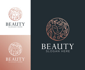Women face combine flower and branch logo for beauty spa, salon, cosmetic, and skin care.